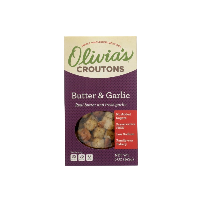 OLIVIAS CROUTONS: Butter and Garlic Croutons, 5 oz
