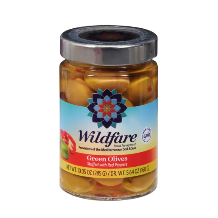WILDFARE: Green Olives Stuffed With Red Peppers, 10.05 oz