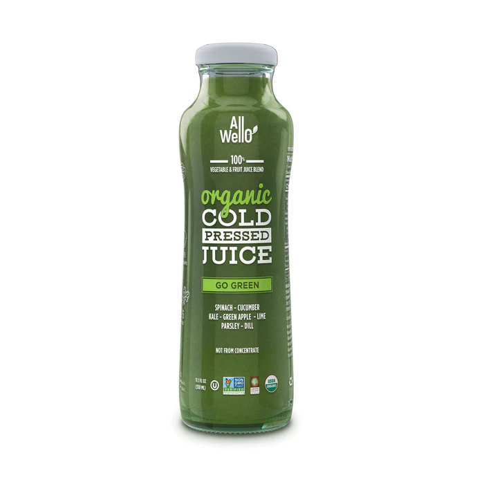 ALLWELLO: Organic Cold Pressed Go Green Juice, 11.1 fo