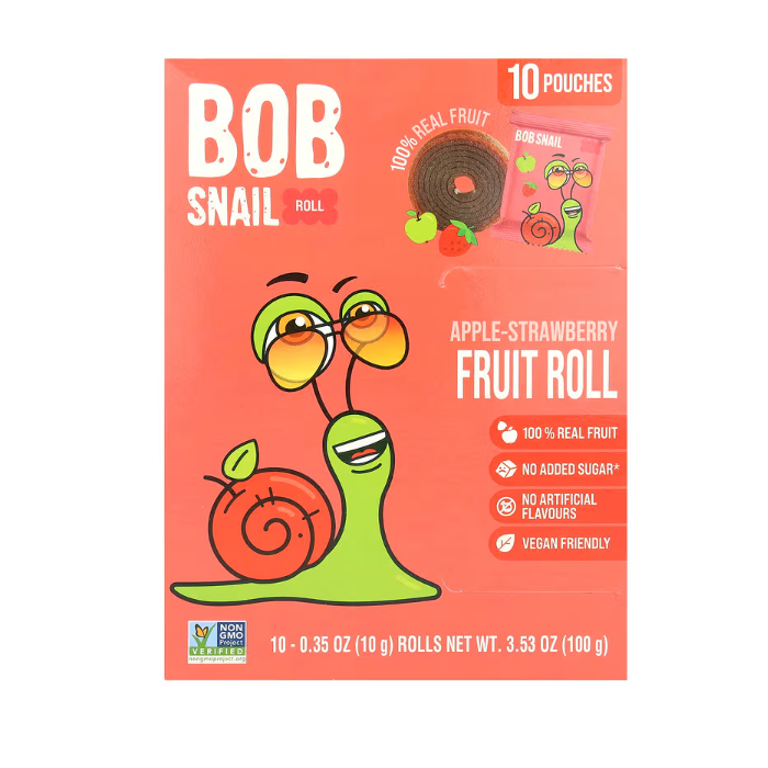 BOB SNAIL: Apple Strawberry Fruit Rolls, 10 pk
