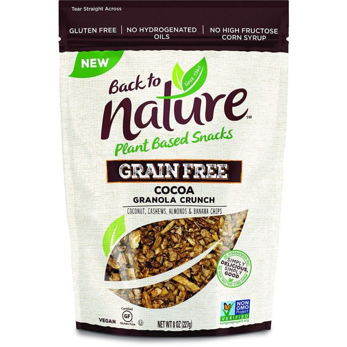 BACK TO NATURE: Cocoa Granola Crunch Grain Free, 8 oz