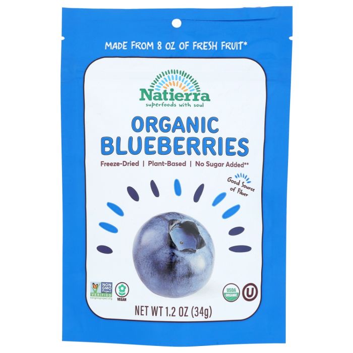 NATIERRA: Organic Freeze Dried Blueberries Bag, 1.2 oz