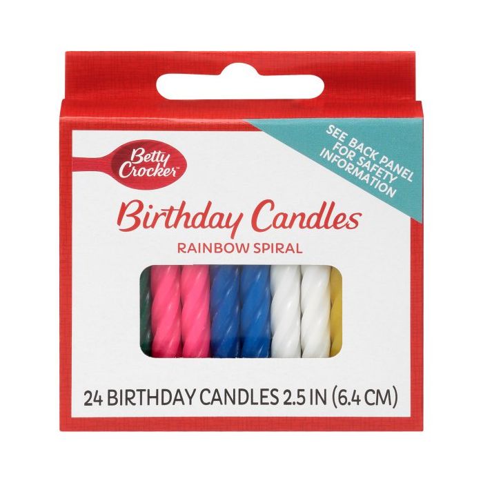 BETTY CROCKER: Birthday Candle Medium Rainbow 24 Count, 1 ea