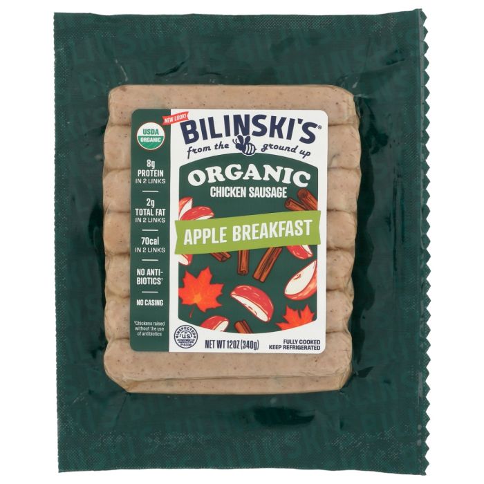 BILINSKIS: Organic Apple Breakfast Chicken Sausage, 12 oz