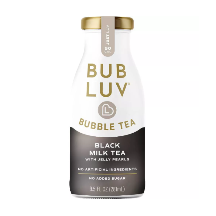 BUBLUV: Black Milk Tea Bubble Tea With Jelly Pearls, 9.5 fo