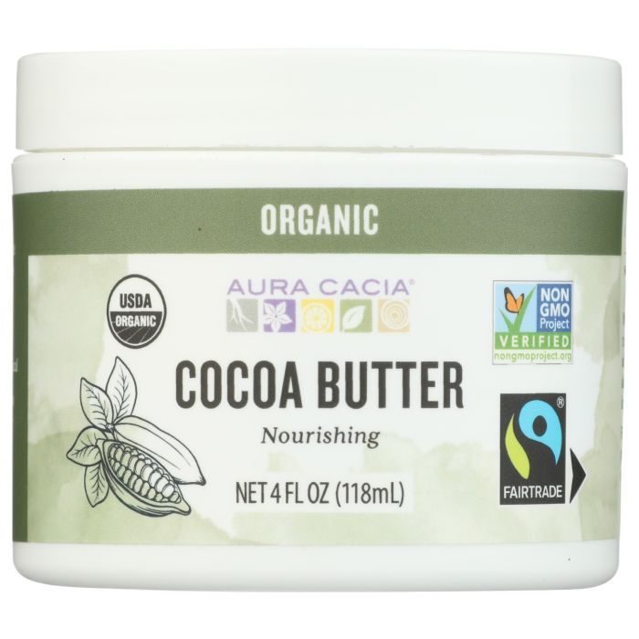 AURA CACIA: Organic Fair Trade Certified Cocoa Butter, 4 oz