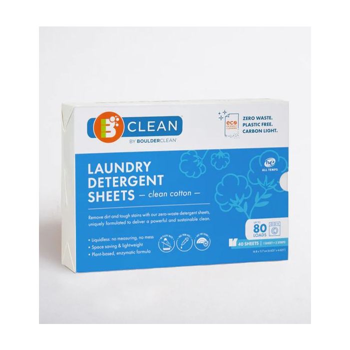 BOULDER CLEAN: Clean Cotton Laundry Detergent Sheets, 40 ct