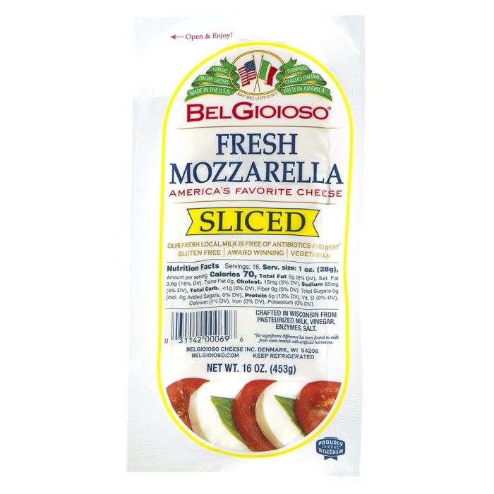 BELGIOIOSO: Fresh Sliced Mozzarella Cheese Sliced, 16 oz