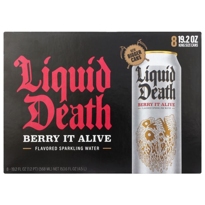 LIQUID DEATH: Berry It Alive Sparkling Water 8Pack, 153.6 fo