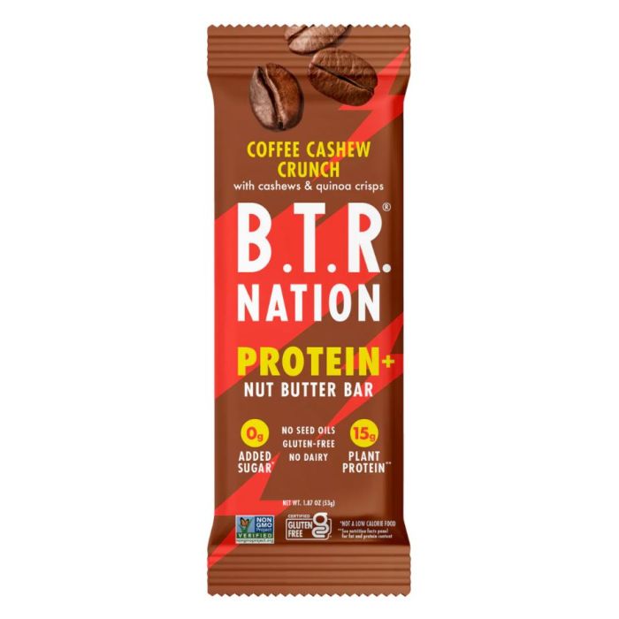 BTR NATION: Coffee Cashew Crunch Protein Bar, 1.83 oz