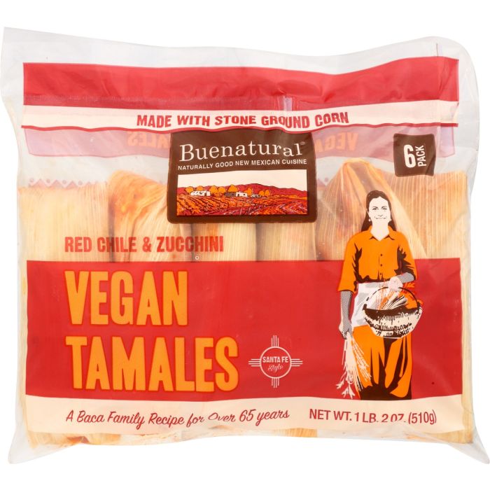BUENATURAL: Vegan Tamales Red Chile, 18 oz
