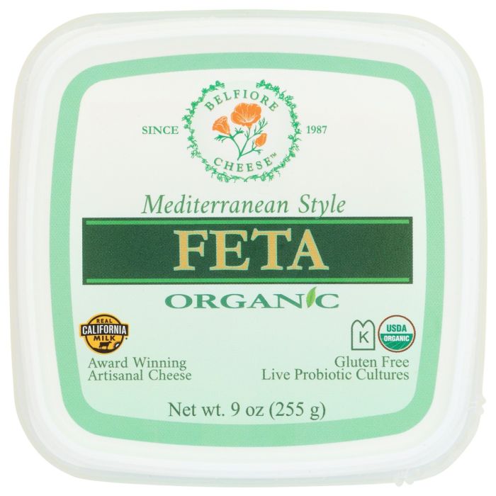 BELFIORE CHEESE: Organic Feta Cheese in Brine, 9 oz