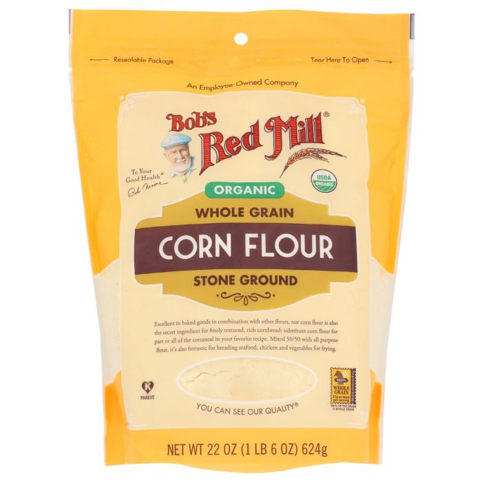 BOBS RED MILL: Organic Whole Grain Corn Flour, 22 oz