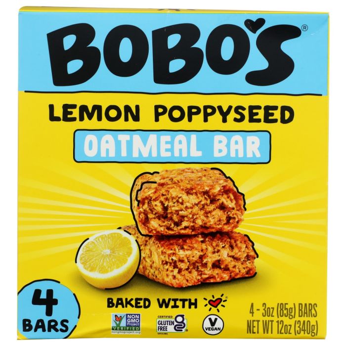 BOBOS: Lemon Poppyseed 4 Pack Oat Bars, 12 oz