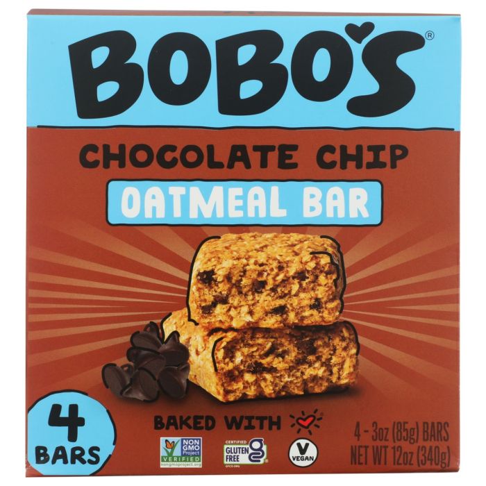 BOBOS: Chocolate Chip 4 Pack Oat Bars, 12 oz