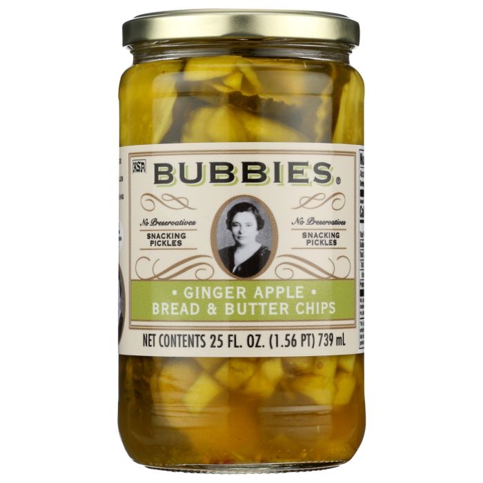 BUBBIES: Ginger Apple flavored Bread and Butter Pickles, 25 fo