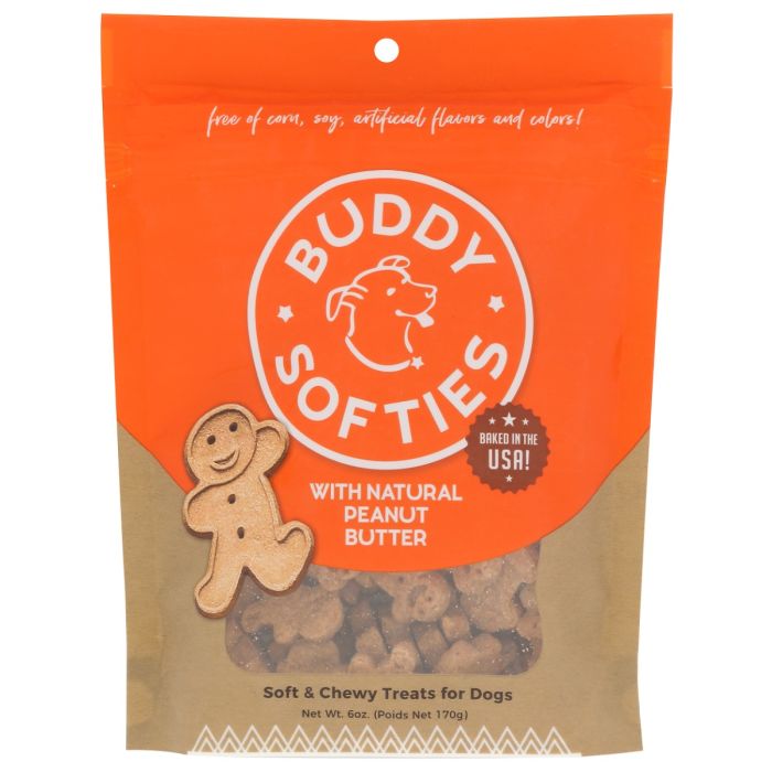 BUDDY BISCUITS: Healthy Whole Grain Soft and Chewy Treats Peanut Butter, 6 oz