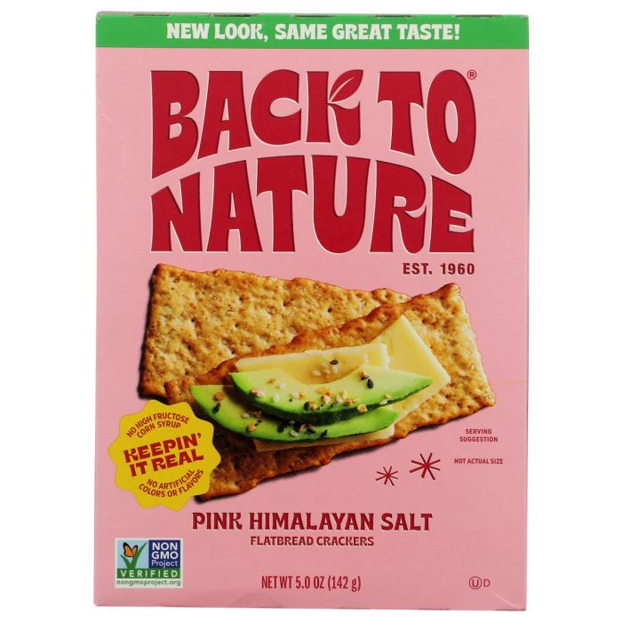 BACK TO NATURE: Pink Himalayan Salt Flatbread Crackers, 5 oz