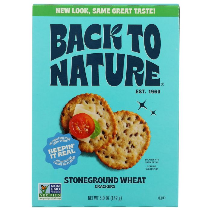 BACK TO NATURE: Stoneground Wheat Crackers, 5 oz