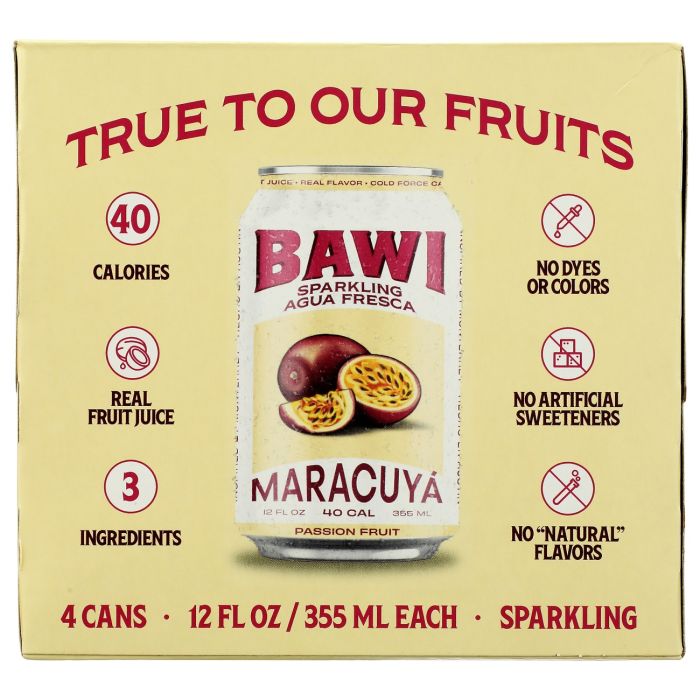BAWI: Sparkling Passionfruit Agua Fresca 4 Count, 48 fo