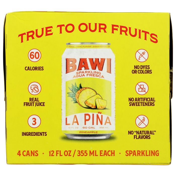 BAWI: Sparkling Pineapple Agua Fresca 4 Count, 48 fo
