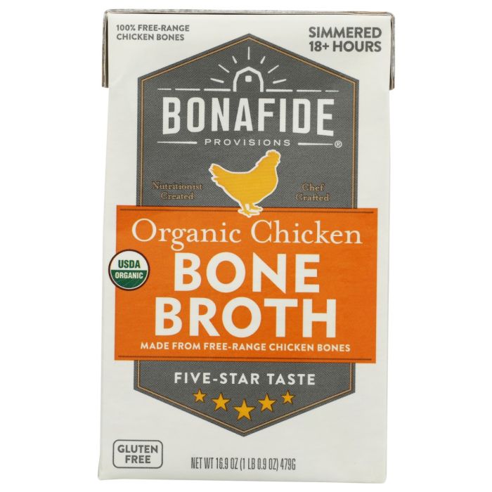 BONAFIDE PROVISIONS: Organic Chicken Bone Broth, 16.9 oz