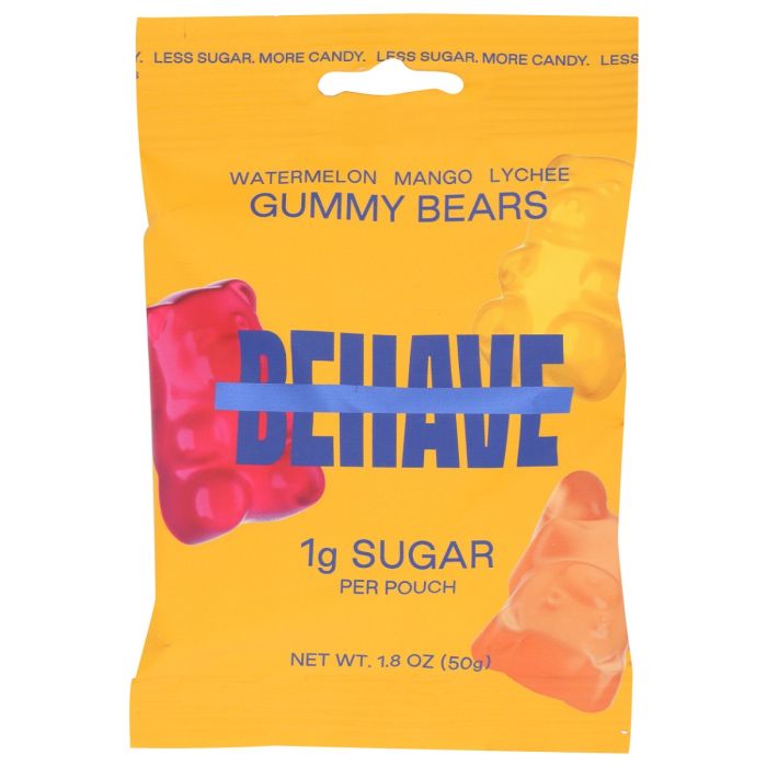 BEHAVE FOODS: Watermelon Mango Lychee Gummy Bears, 1.8 oz