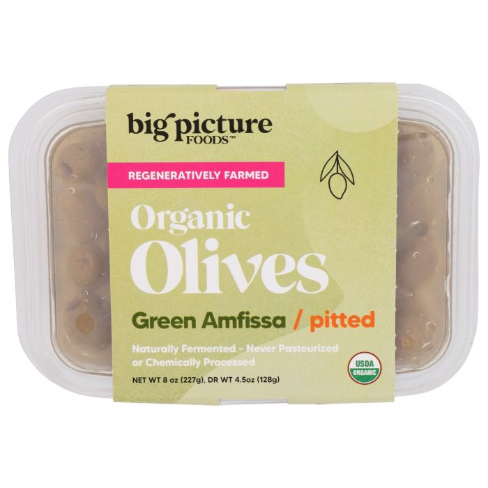 BIG PICTURE FOODS: Organic Green Amfissa Pitted Olives, 8 oz