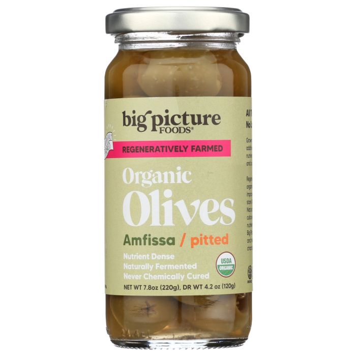 BIG PICTURE FOODS: Organic Green Amfissa Pitted Olives, 7.8 oz