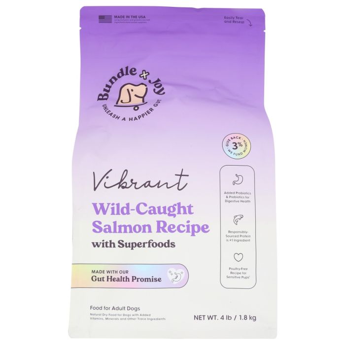 BUNDLE X JOY: Vibrant Wild Caught Salmond Dry Dog Food, 4 lb