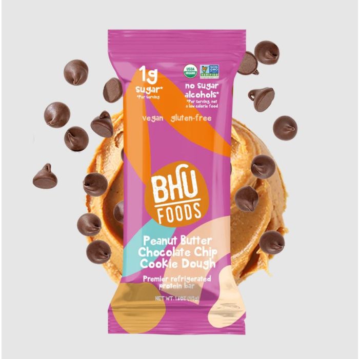 BHU FOODS: Peanut Butter Chocolate Chip Cookie Dough Bar, 1.6 oz