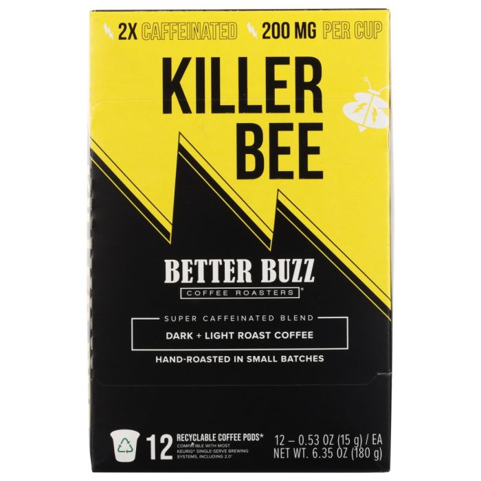 BETTER BUZZ COFFEE ROASTERS: Killer Bee Coffee Pods, 12 ea
