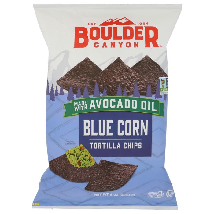 BOULDER CANYON: Avocado Oil Blue Corn Tortilla Chips, 8 oz