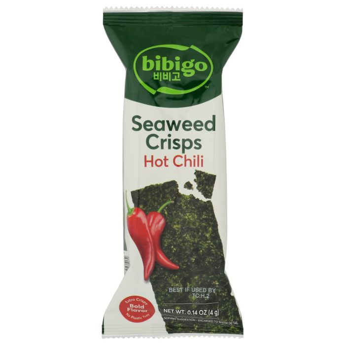 BIBIGO: Hot Chili Seaweed Crisps, 0.14 oz