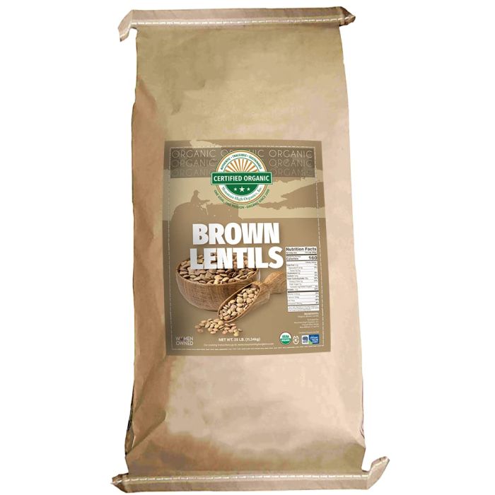 BULK EB: Organic Brown Lentils, 25 lb