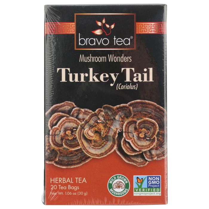 BRAVO TEAS: Mushroom Wonders Turkey Tail Tea 20 Bags, 1.06 oz