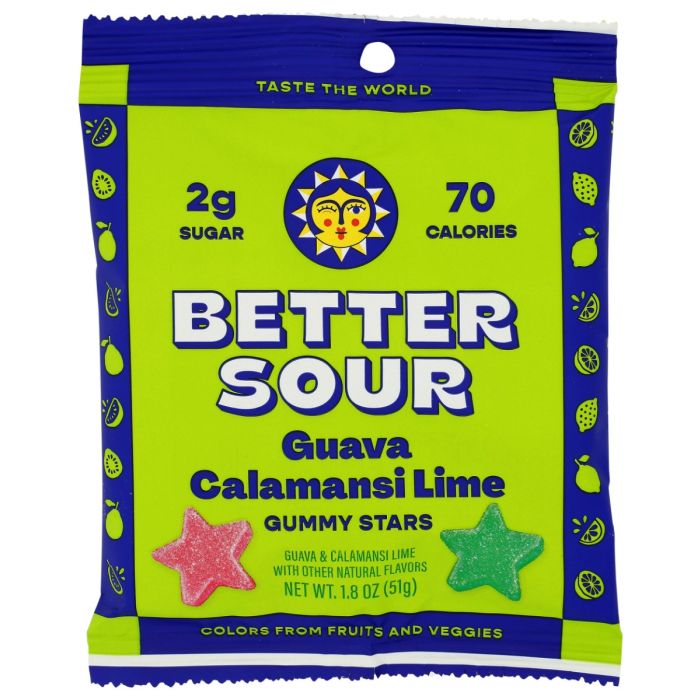 BETTER SOUR: Guava Calamansi Lime Gummy Stars, 1.8 oz