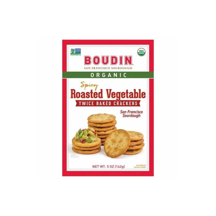 BOUDIN SOURDOUGH: Organic Twice Baked Spicy Roasted Vegetable Crackers, 5 oz