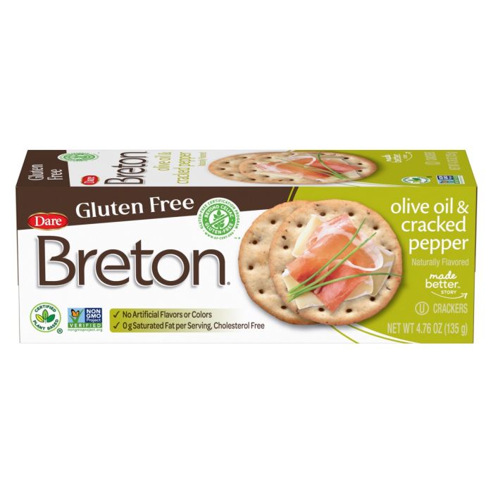 DARE: Breton Olive Oil and Cracked Pepper Crackers, 4.76 oz