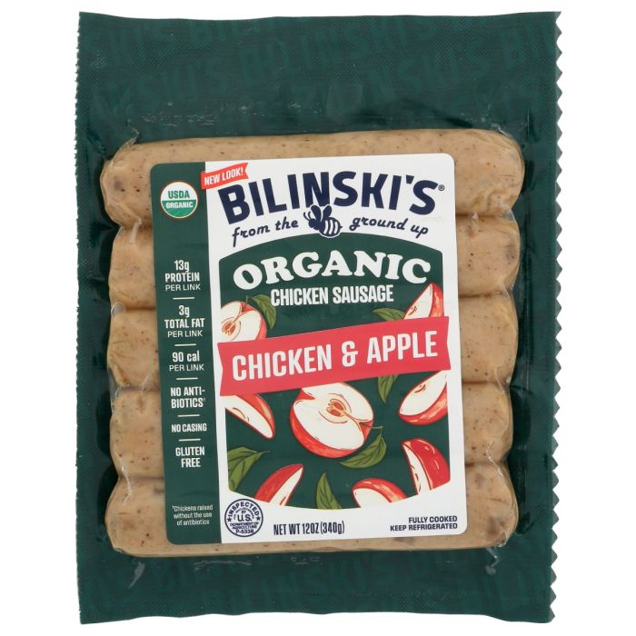 BILINSKIS: Organic Chicken and Apple Sausage, 12 oz