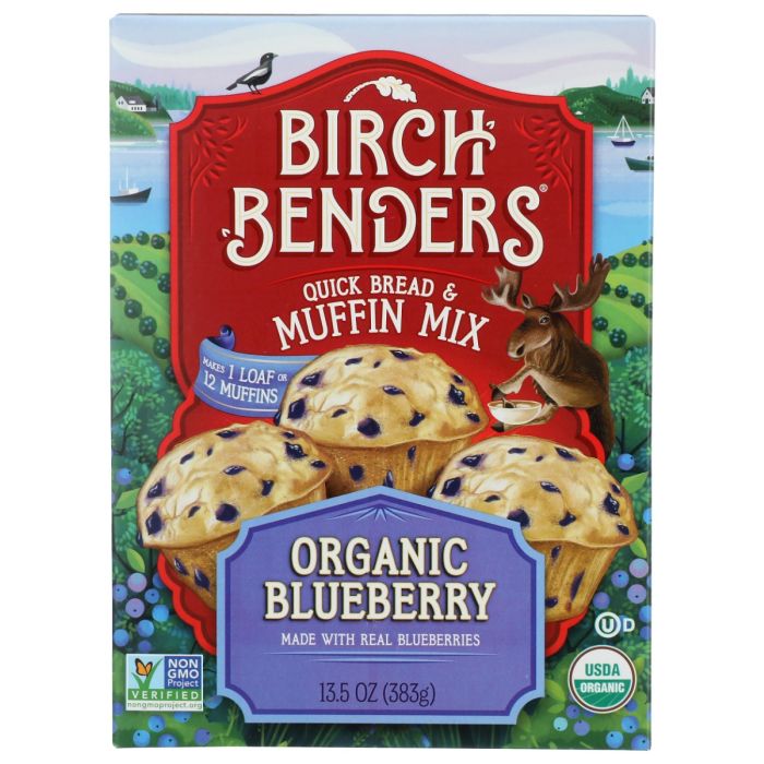 BIRCH BENDERS: Organic Blueberry Quick Bread and Muffin Mix, 13.5 oz