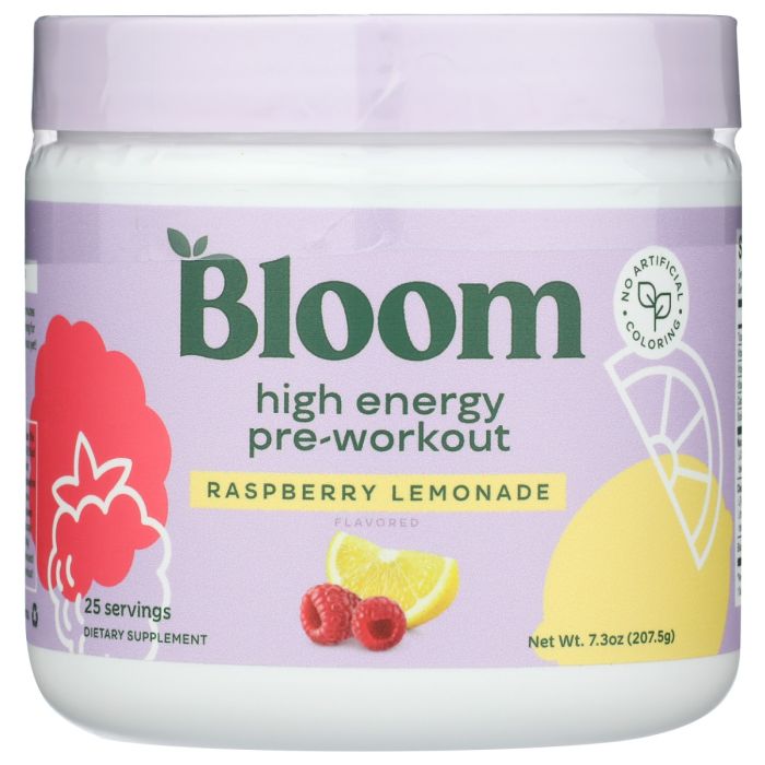 BLOOM NUTRITION: High Energy Pre Workout Raspberry Lemonade, 7.3 oz