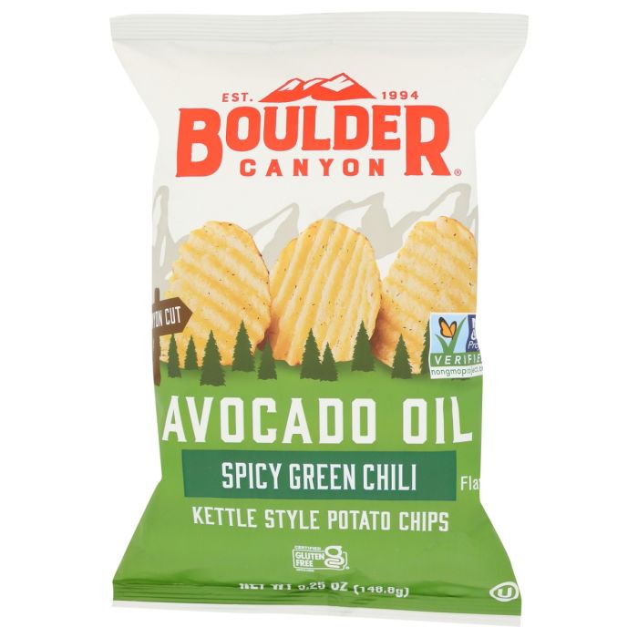 BOULDER CANYON: Avocado Oil Spicy Green Chili Kettle Chips, 5.25 oz