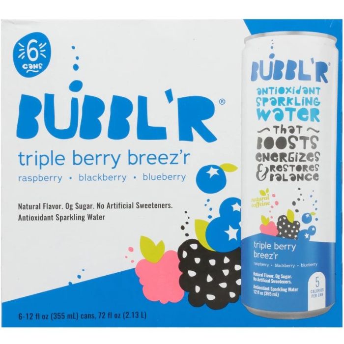 BUBBLR: Triple Berry Breezr Beverage 6 Count, 72 fo