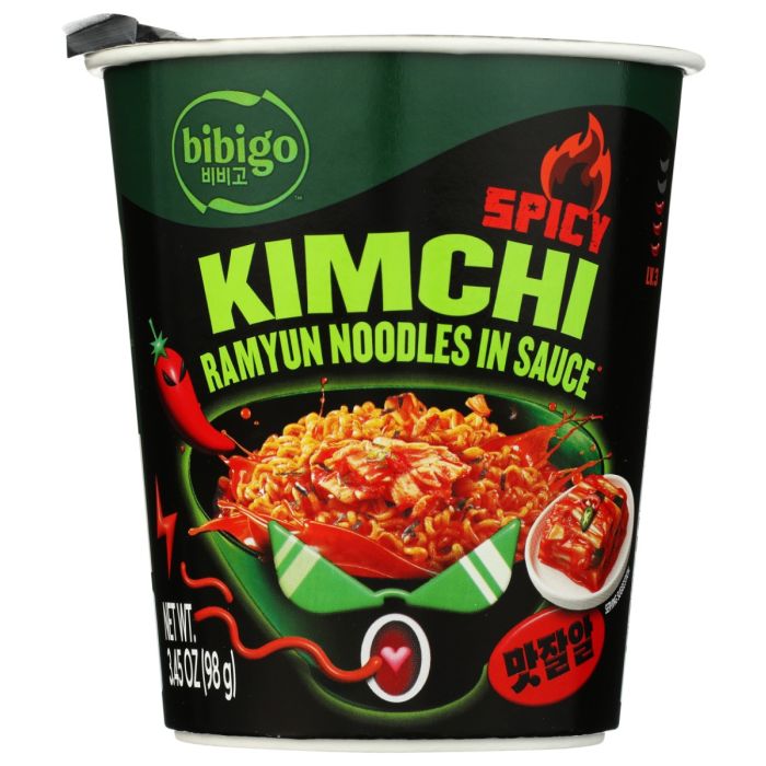 BIBIGO: Spicy Kimchi Ramyun Cup, 3.45 oz