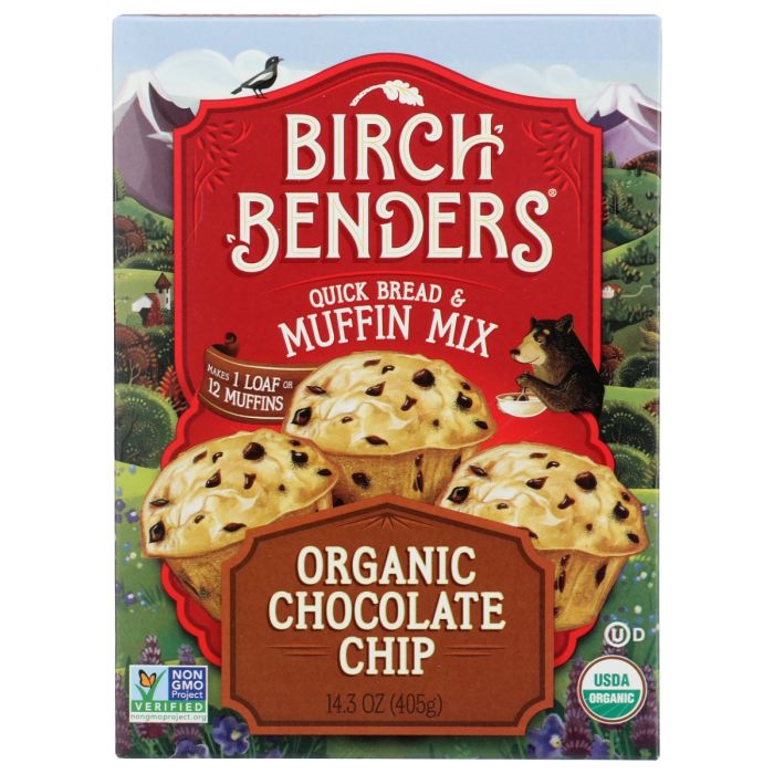 BIRCH BENDERS: Organic Chocolate Chip Quick Bread and Muffin Mix, 14.3 oz