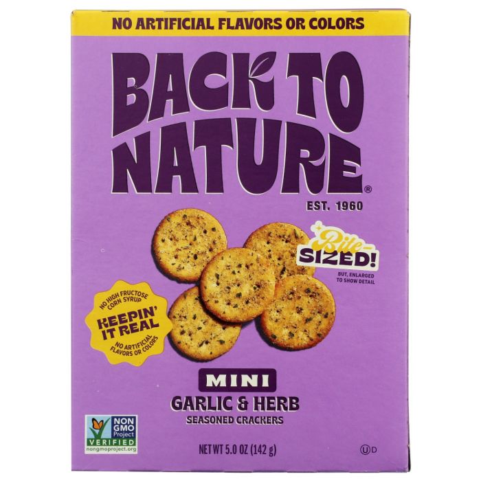 BACK TO NATURE: Garlic & Herb Mini Seasoned Crackers, 5 oz