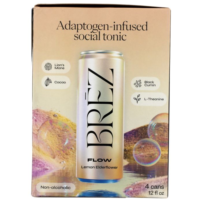 BREZ: Flow Lemon Elderflower Social Tonic 4pk, 48 fo