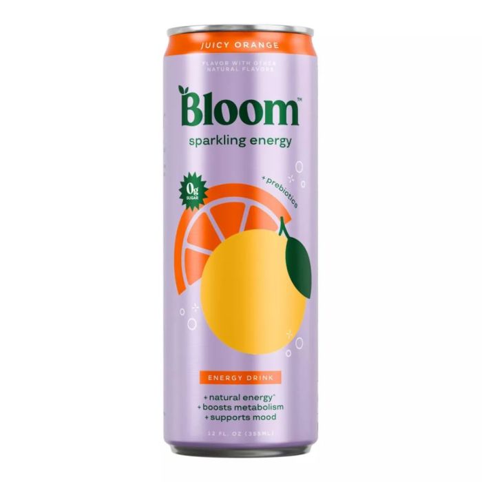 BLOOM BEVERAGES: Juicy Orange Sparkling Energy, 12 fo