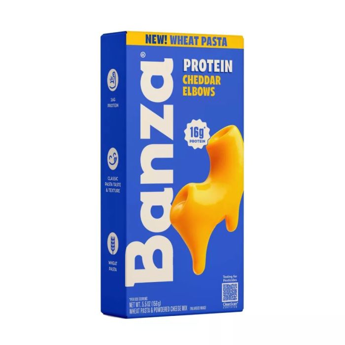 BANZA: Wheat Protein Mac and Cheese Elbows Yellow Cheddar, 5.5 oz
